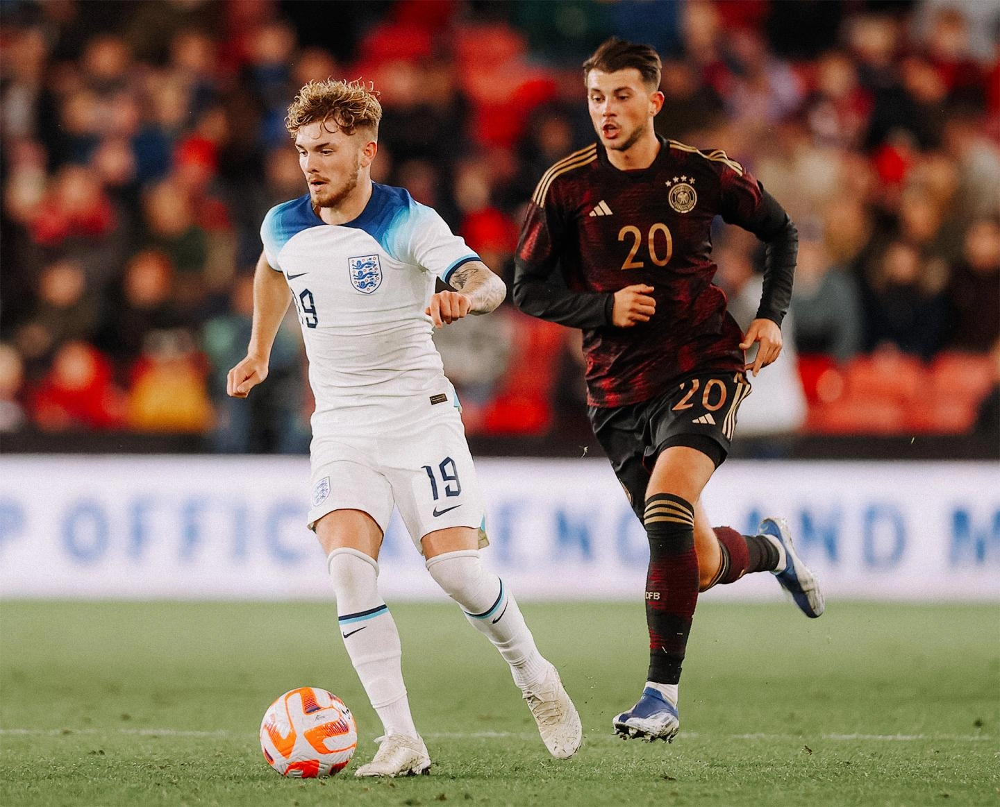 Harvey Elliott in action for England U21s