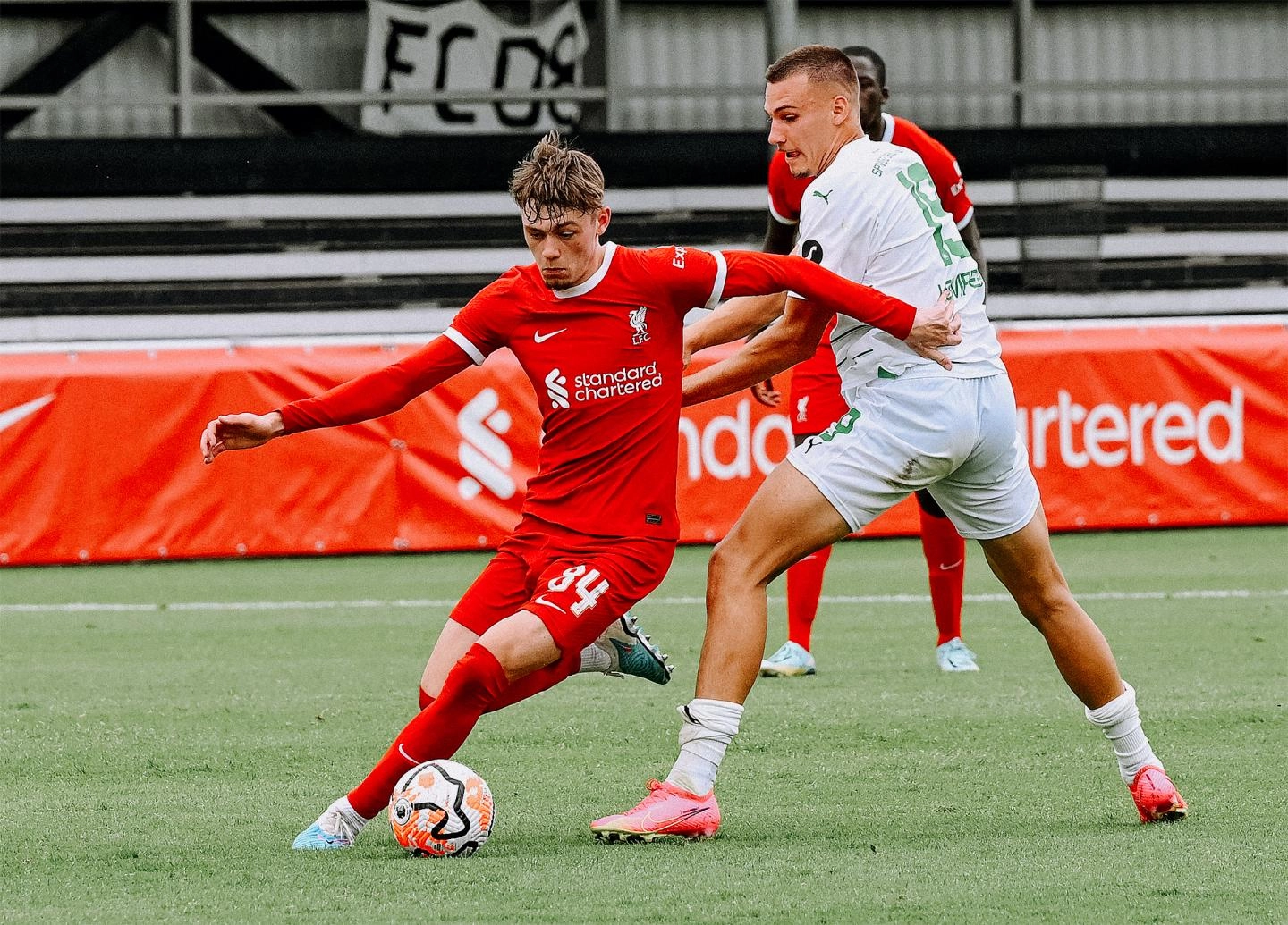Liverpool right-back Conor Bradley in action in the Reds' current pre-season camp in Germany.
