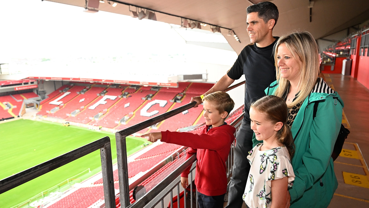 Family overlooking the Anfield pitch