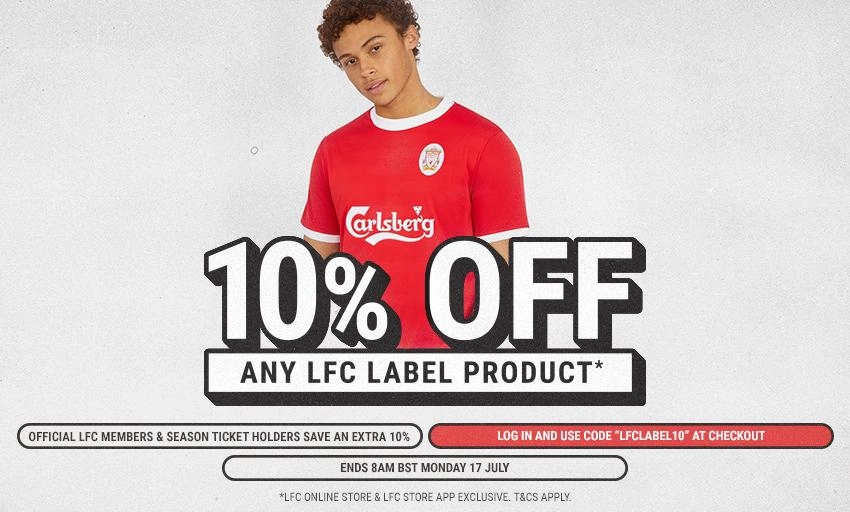 A graphic showing offer details for 10% off LFC Label products