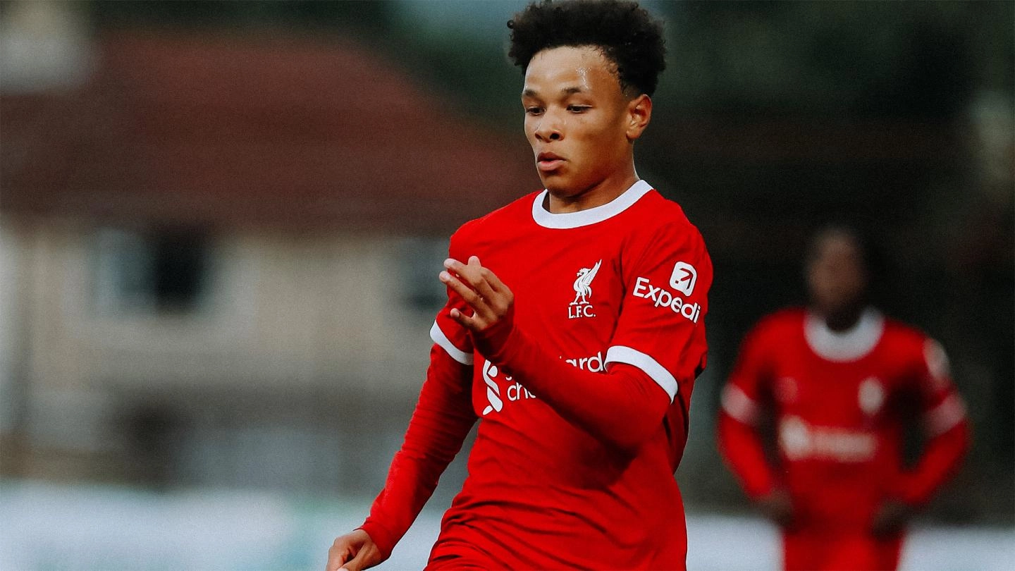 Liverpool FC's Trent Kone-Doherty in action at the 2023 SuperCupNI