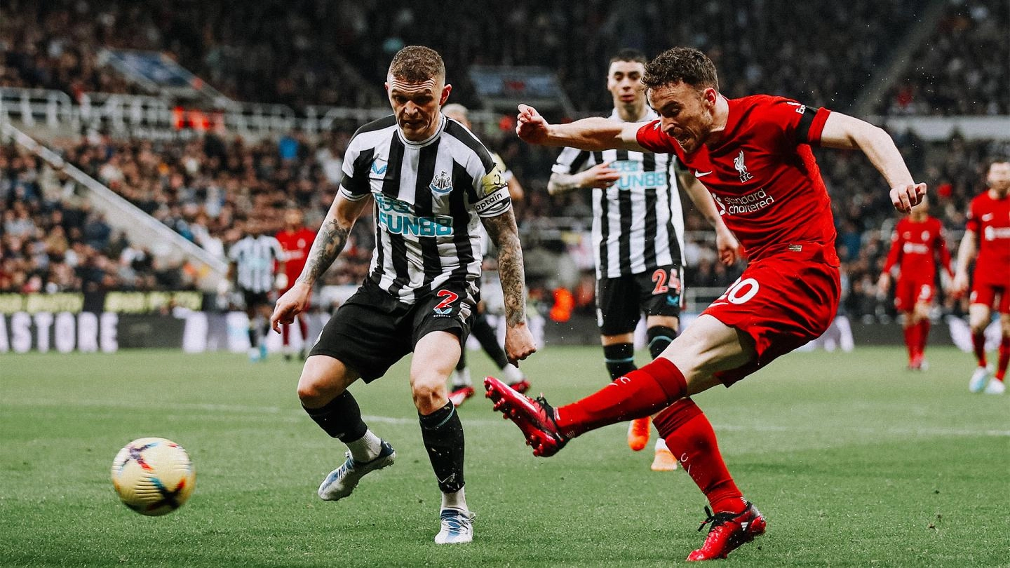 Diogo Jota of Liverpool FC in action versus Newcastle United FC