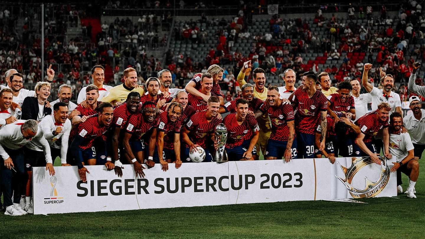RB Leipzig celebrate DFL-Supercup win over Bayern Munich