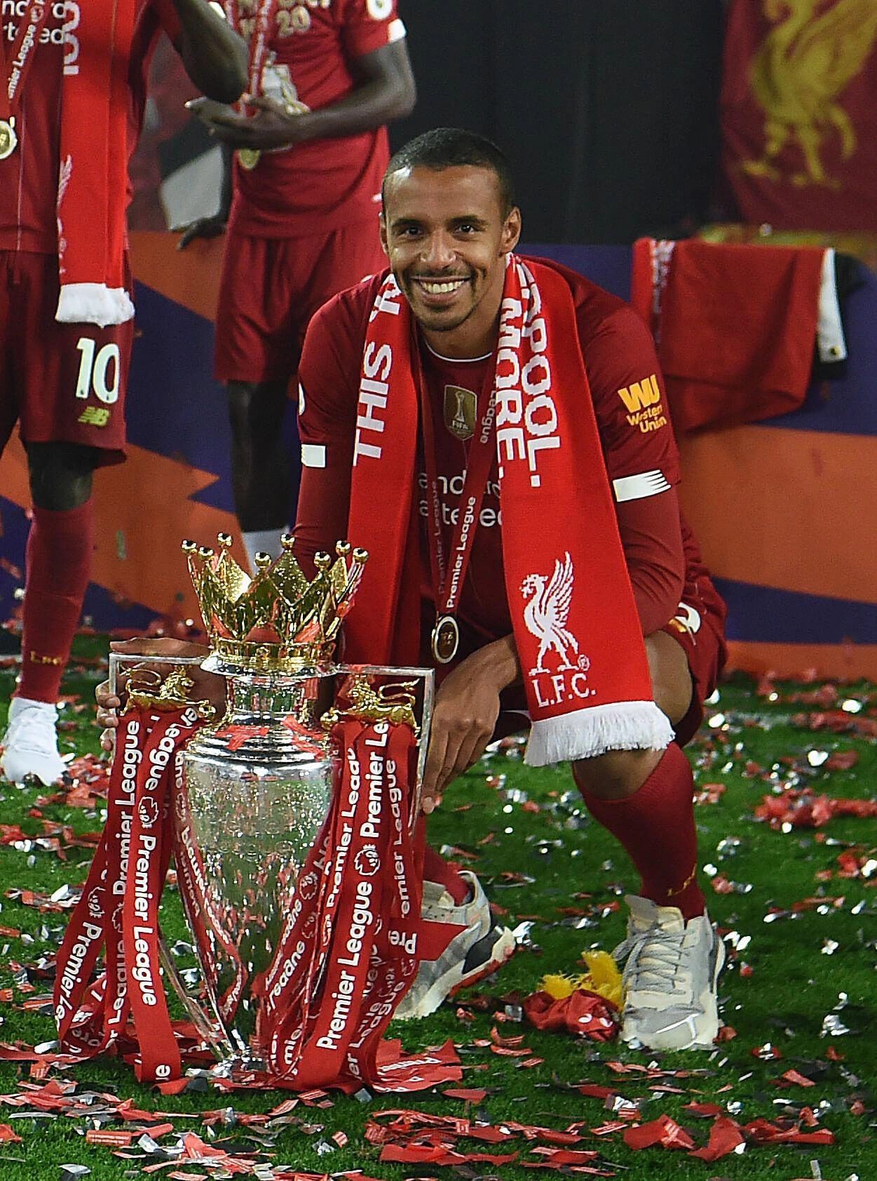 July 2020: Lifting the Premier League trophy at Anfield