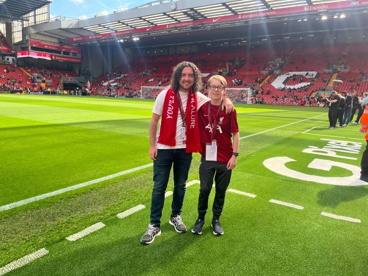 Leo and his brother Ben at Anfield