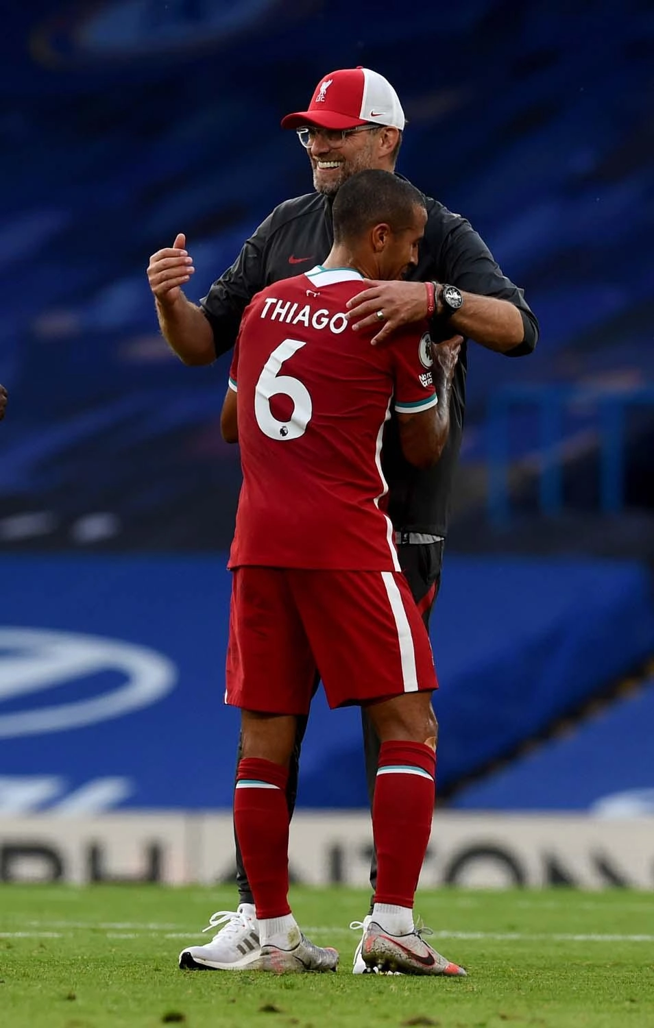 September 2020: A Klopp hug after an impressive debut off the bench at Stamford Bridge