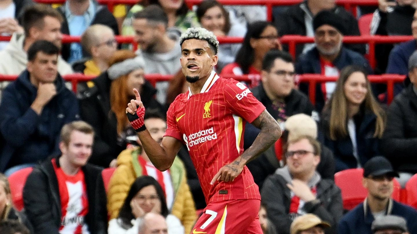 Stat: Three in a row for Luis Diaz after scoring Liverpool's opener v Brentford