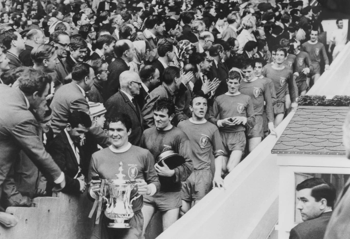 Liverpool led by Yeats down the Wembley steps with the FA Cup