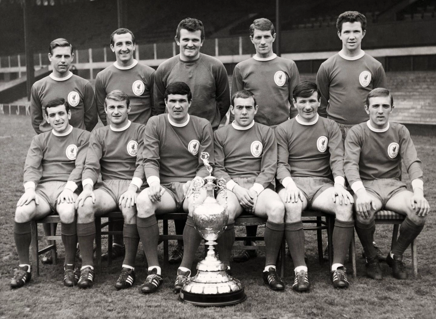 Liverpool with the 1965-66 First Division trophy