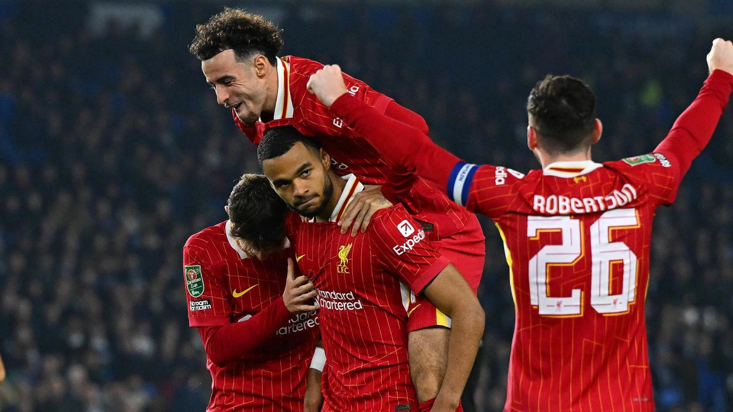 Gakpo hits double as Liverpool progress in Carabao Cup with win at Brighton