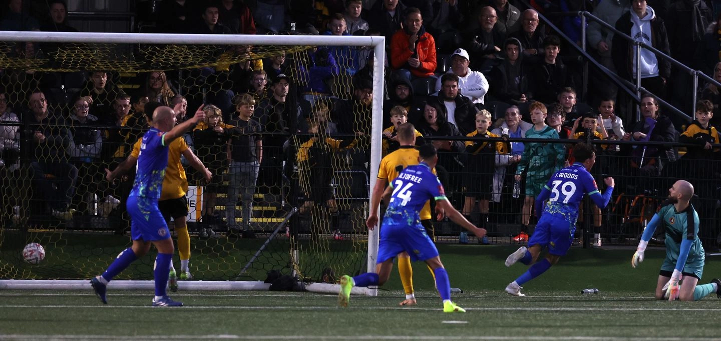 Josh Woods nets against Rushall Olympic in the FA Cup first round