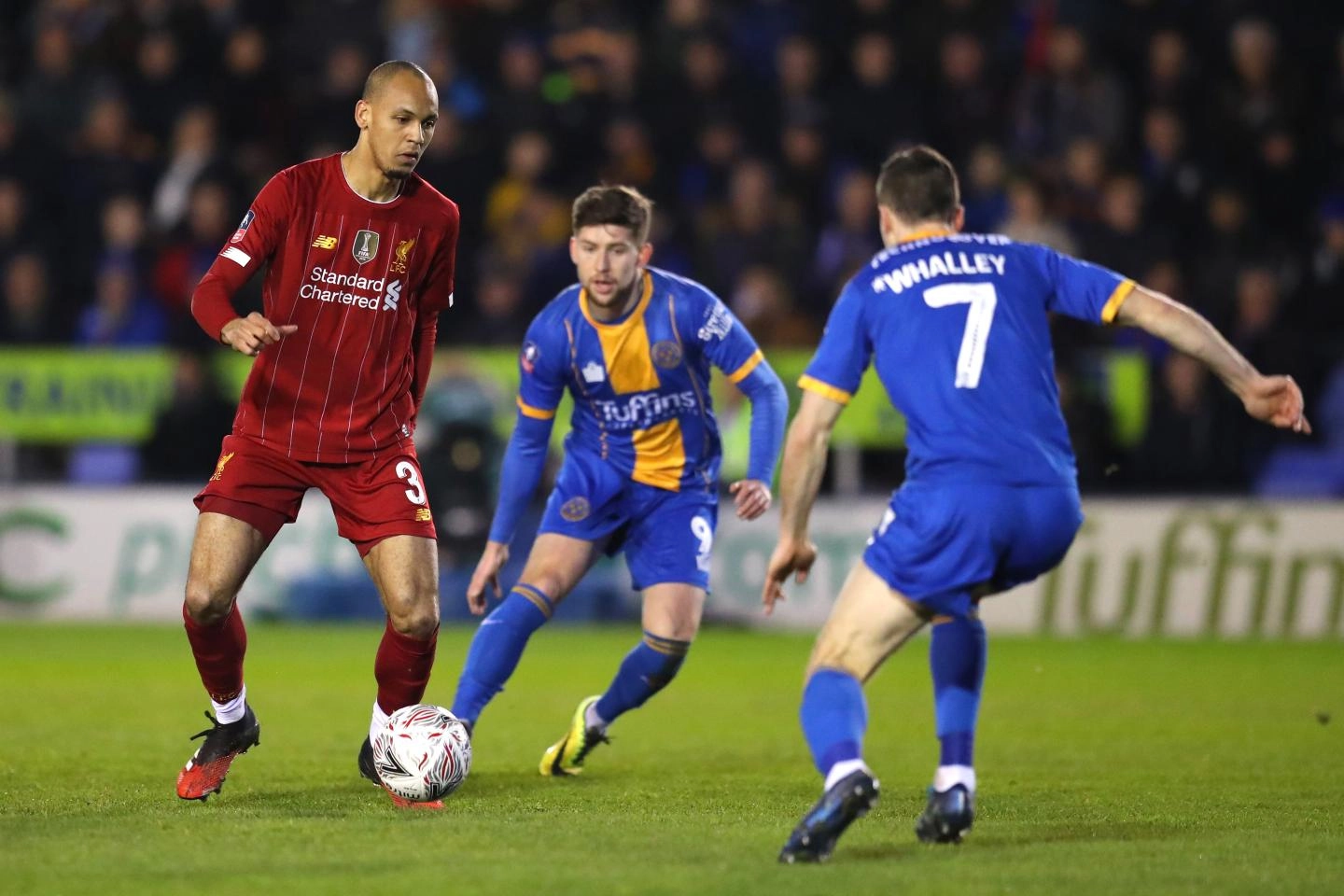 Shaun Whalley (right) faced Liverpool with Shrewsbury in 2020