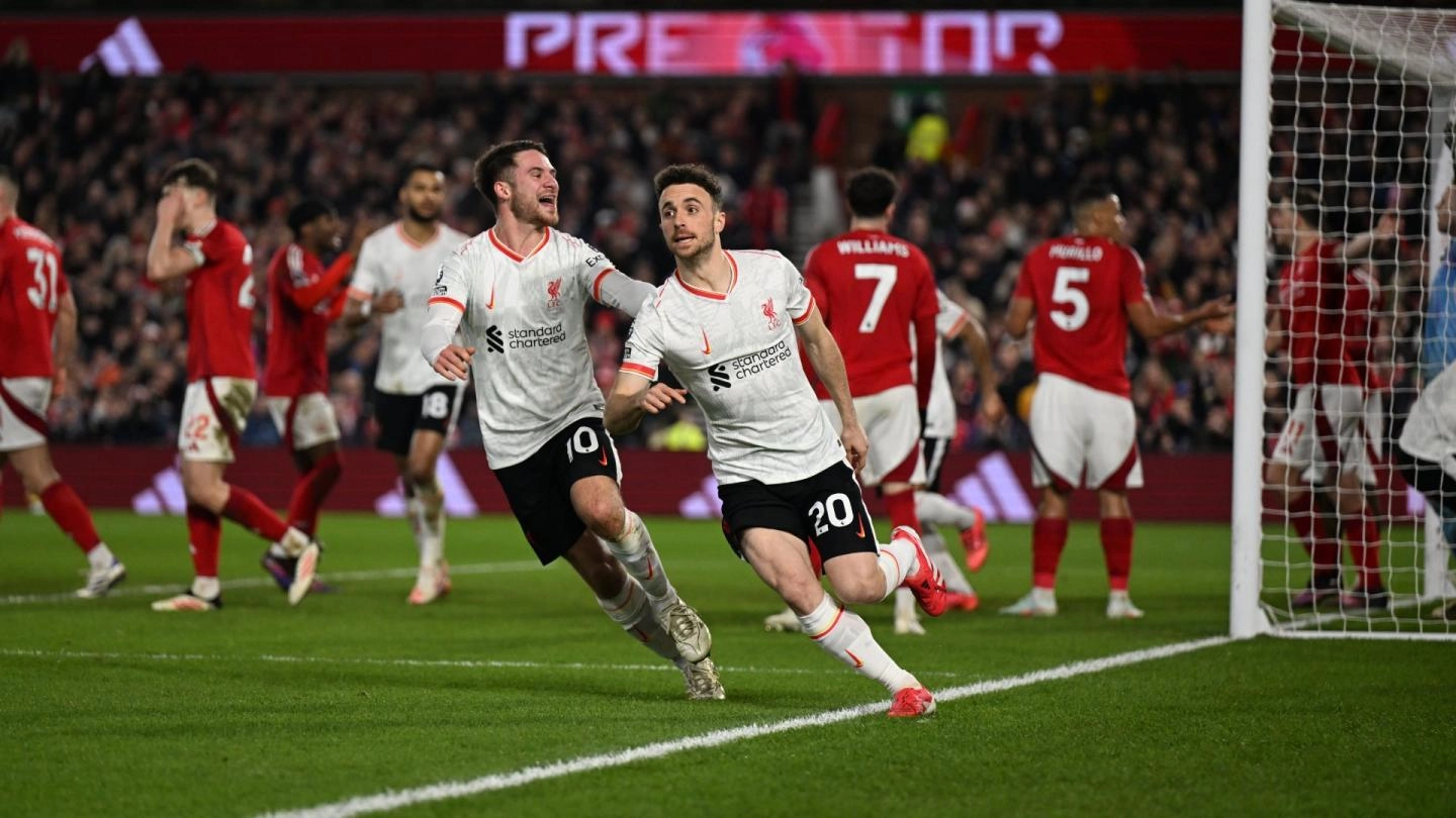 Diogo Jota's equaliser earns Liverpool 1-1 draw at Nottingham Forest