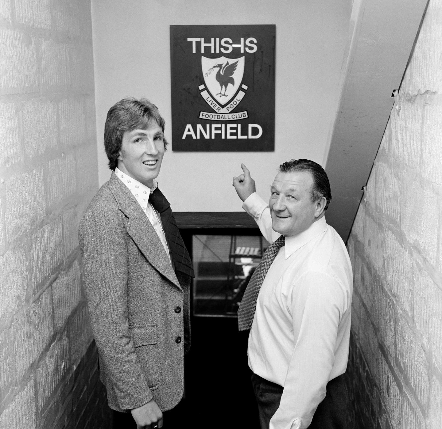 1975: Liverpool manager Bob Paisley shows his new signing around Anfield.