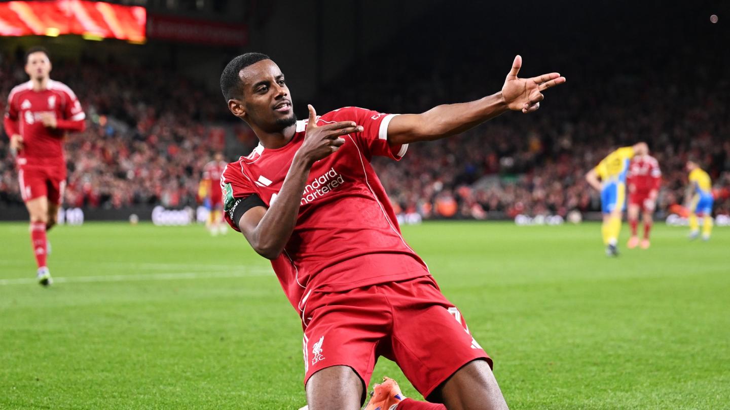 A Good Night Alexander Isak Reacts To His First Liverpool Goal A Good Night Alexander Isak Reacts To His First Liverpool Goal