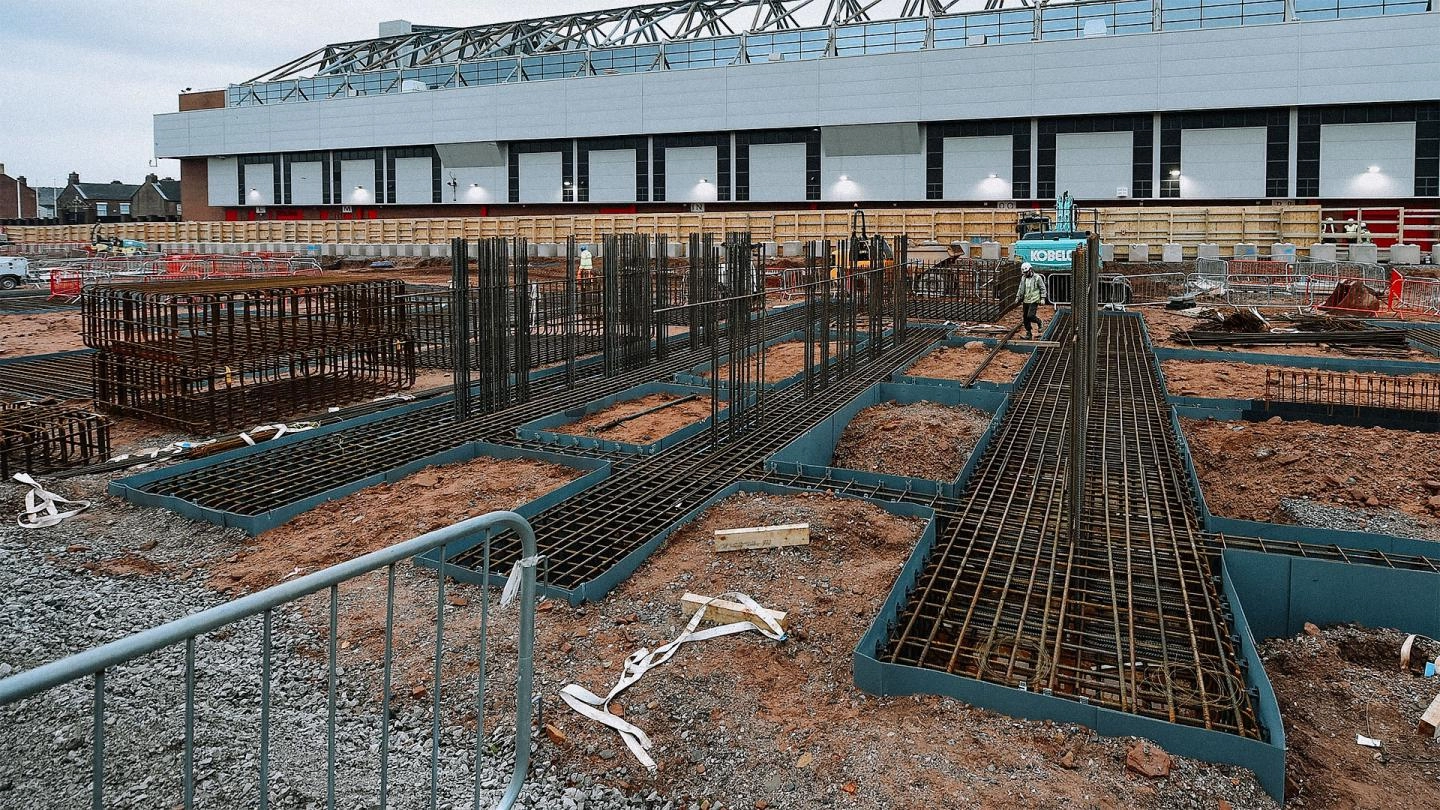 Foundation works near completion for Anfield Road Stand expansion