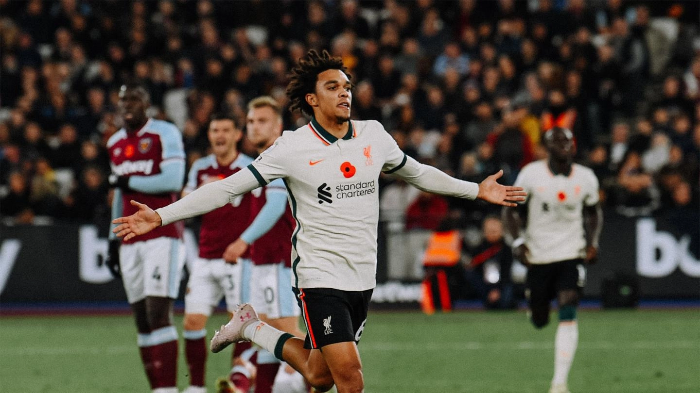 Trent's West Ham free-kick in running for PL Goal of the Month