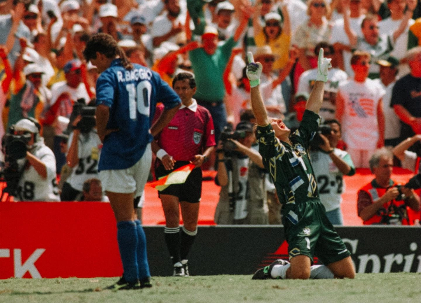 Taffarel celebrates winning the World Cup in 1994
