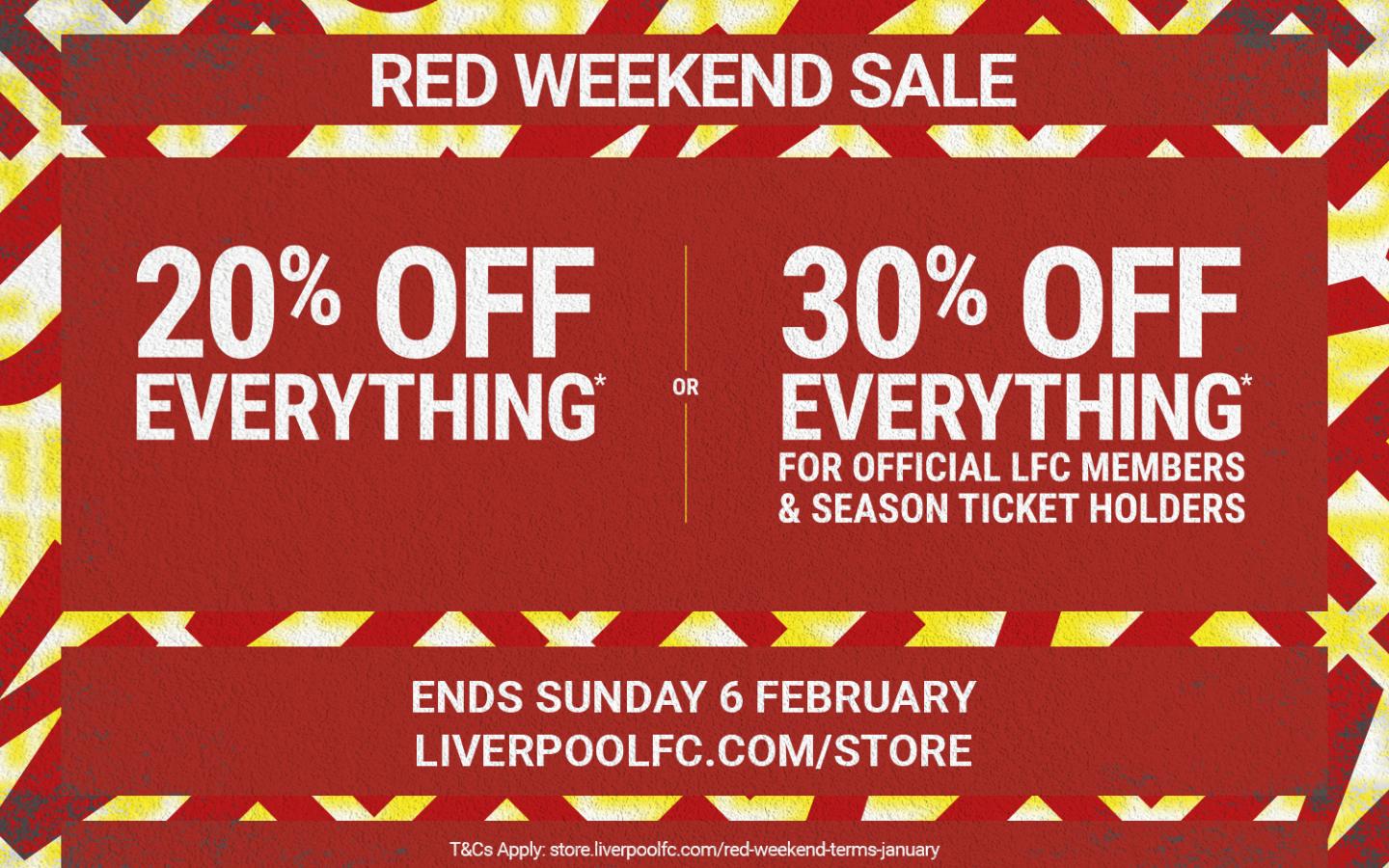 Red Weekend Sale: Up to 30% off everything - Liverpool FC