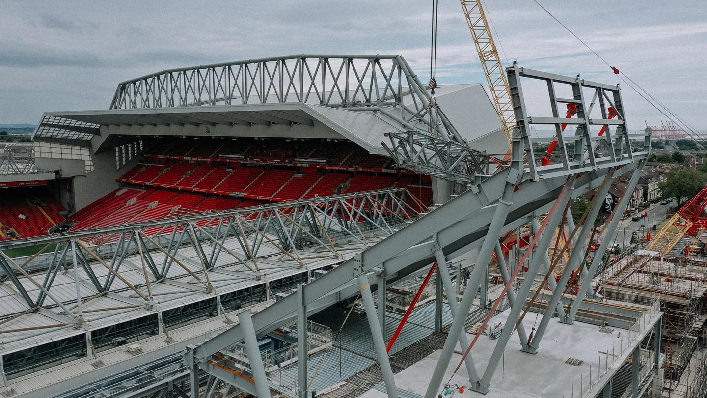 Photos: 300-tonne roof truss lifted into place in Anfield Road expansion