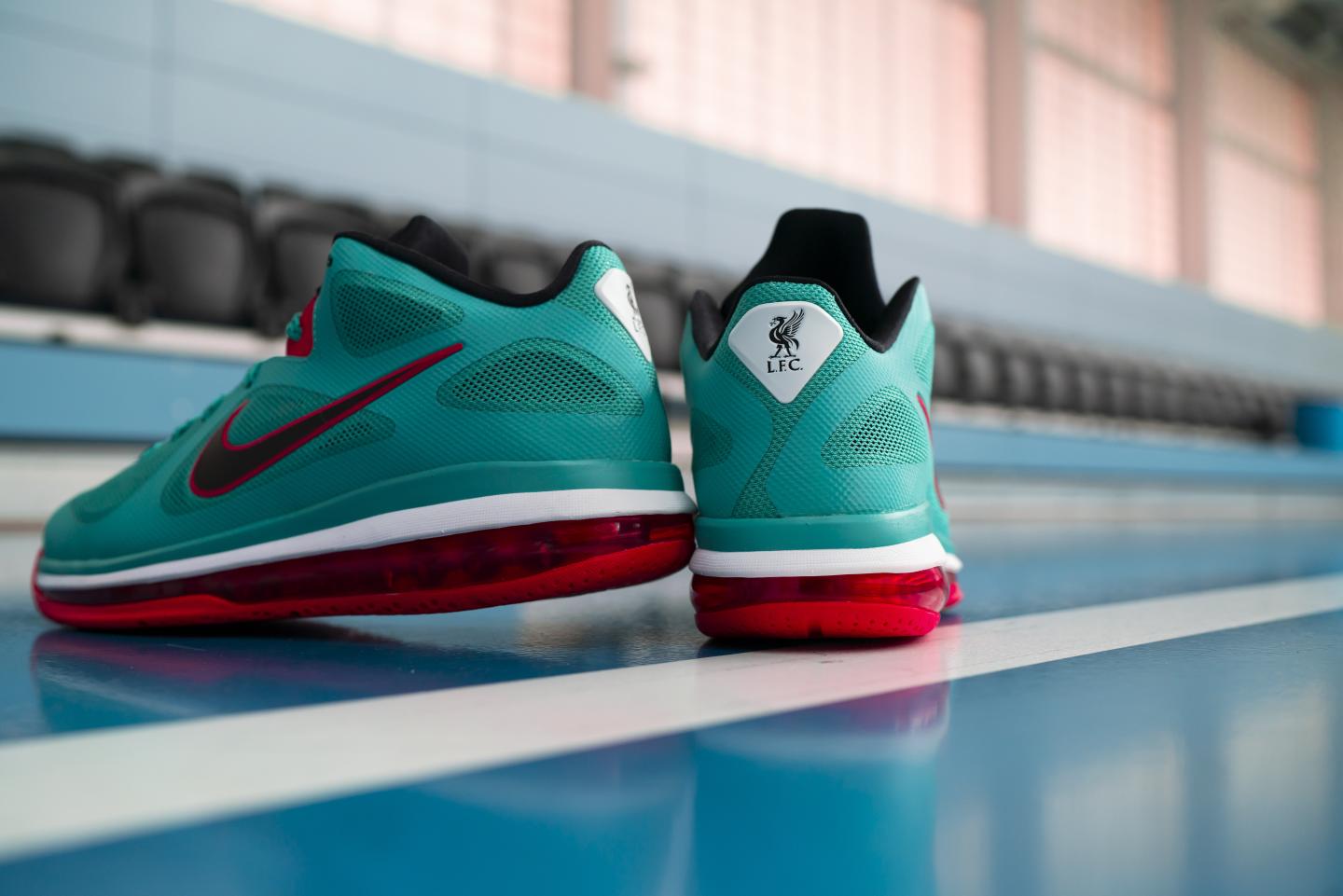 Obligate tongue behind Liverpool FC — Shop the new Liverpool FC Nike LeBron 9 Low