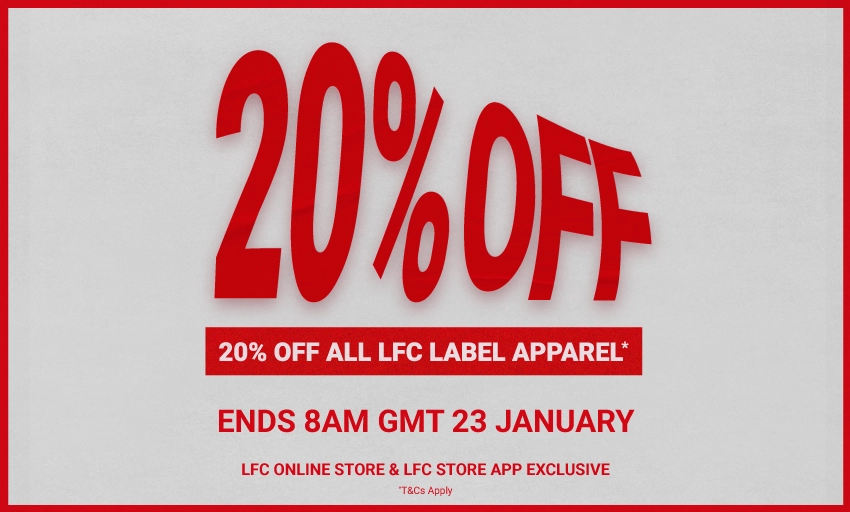 Enjoy 20 per cent off LFC Retail's label apparel - Liverpool FC