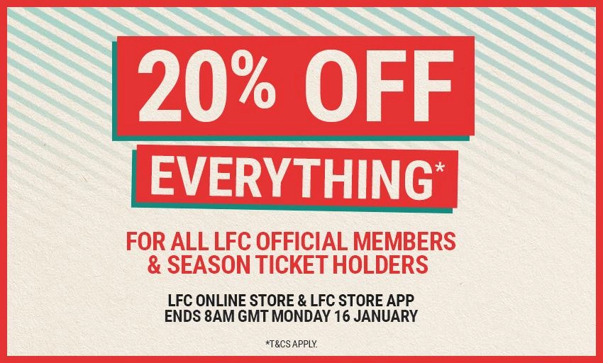 LFC Retail Sale: 20 Per Cent Off Everything For Members - Liverpool FC