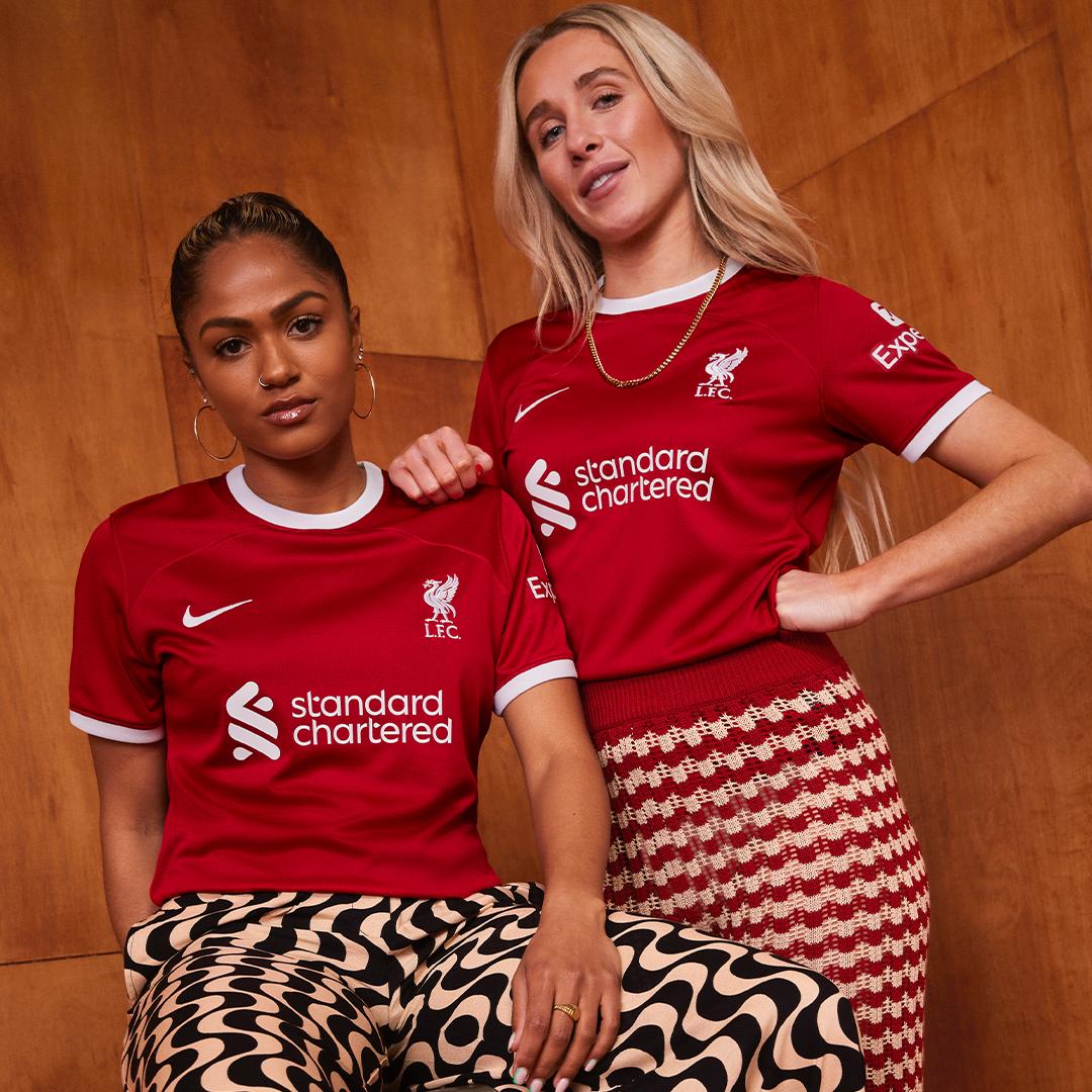 Woman in liverpool shirt sale