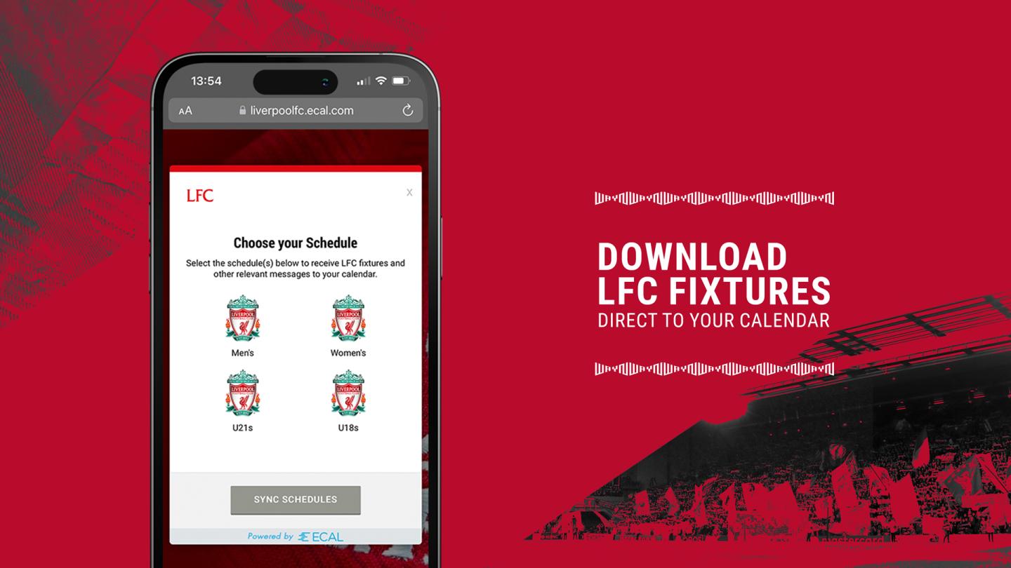 Download now Liverpool FC's new fixtures eCalendar Liverpool FC