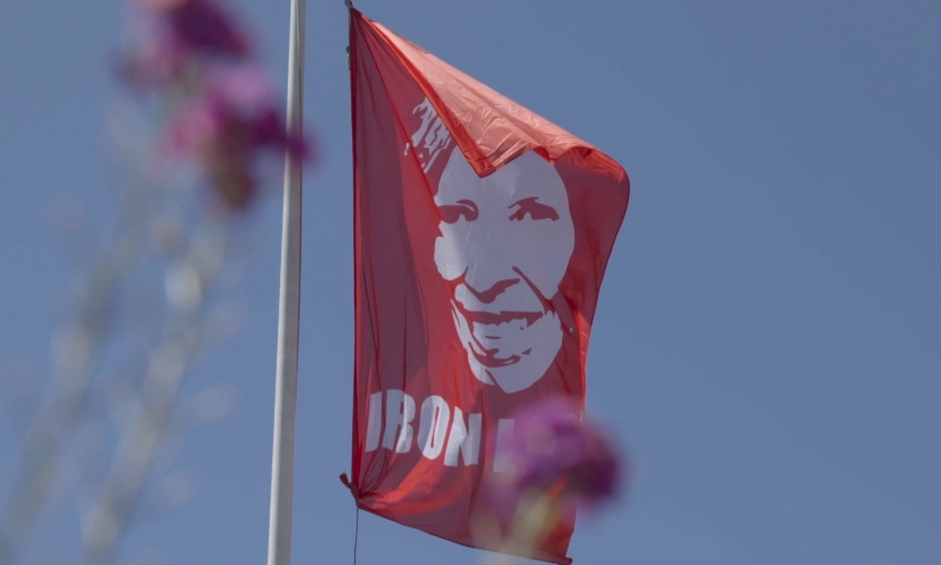 An Anne Williams flag flies at the annual memorial golf day in her name