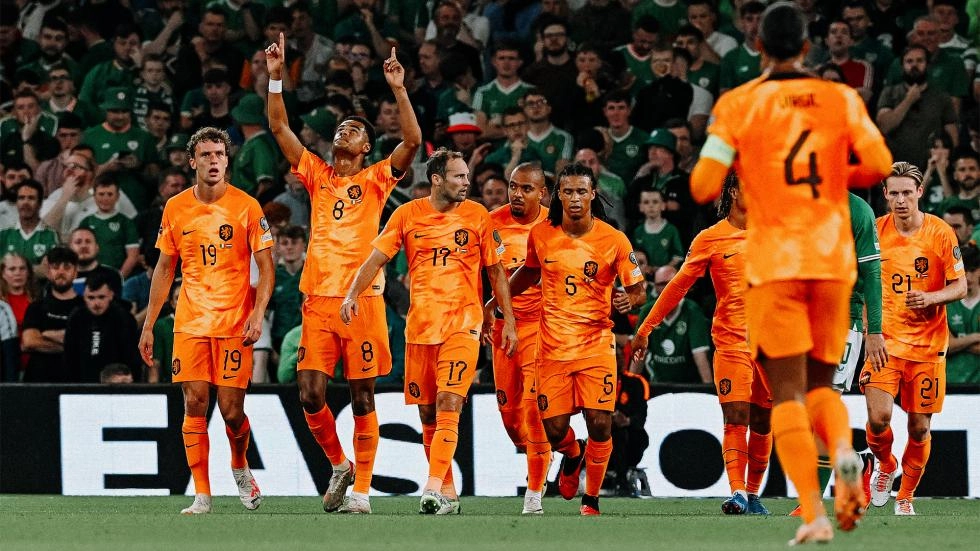 Cody Gakpo celebrates goal for the Netherlands