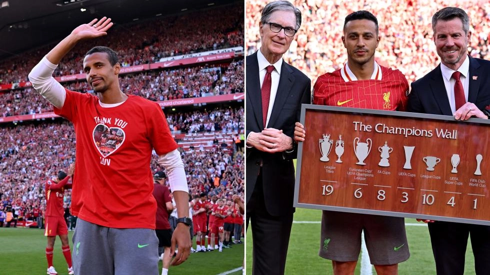 Anfield pays tribute to Joel Matip and Thiago Alcantara