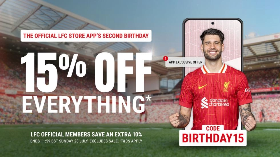 Get 15% off everything* on the LFC Store app now