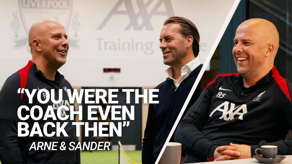 Watch: Arne Slot and Sander Westerveld talk Liverpool, football and life at the AXA Training Centre