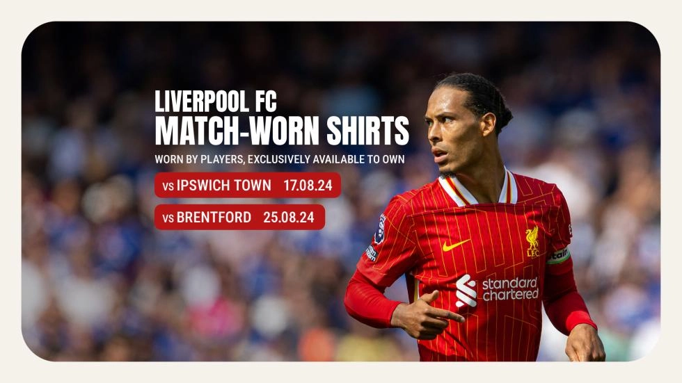 Bid on match-worn Liverpool shirts from games against Ipswich Town and Brentford