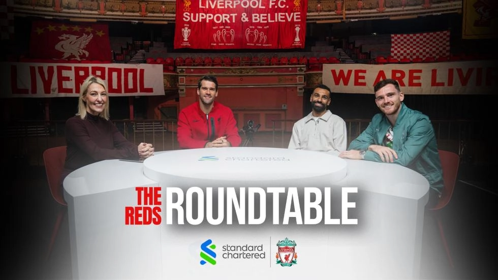 Salah, Alisson and Robertson star in newest episode of 'The Reds Roundtable' series with Standard Chartered