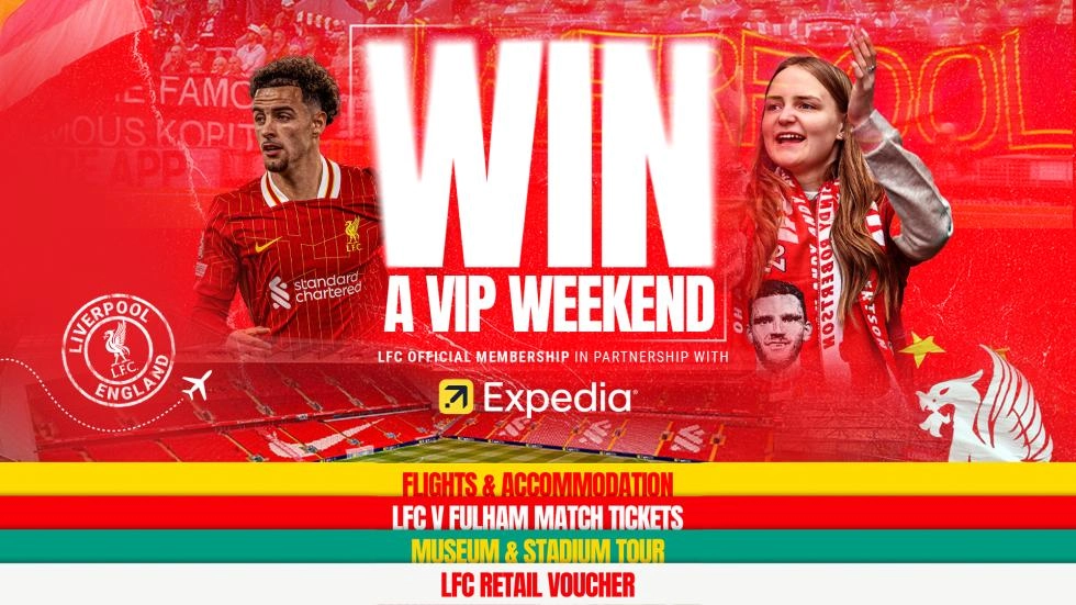 Win a VIP weekend trip for Liverpool v Fulham at Anfield