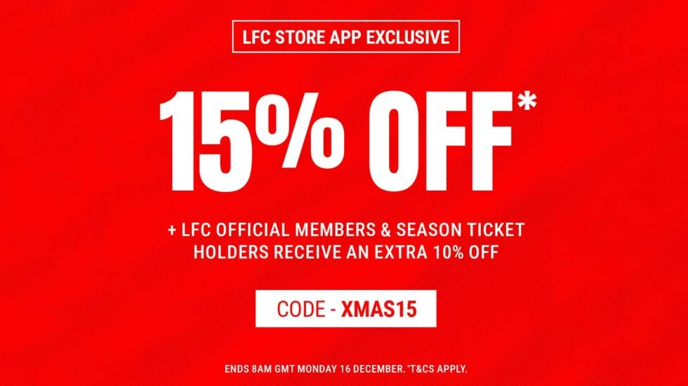 Ottieni uno sconto del 15% su tutto* nell'esclusiva vendita dell'app LFC Store