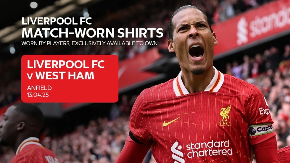 Bid on match-worn shirts from Liverpool 2-1 West Ham United