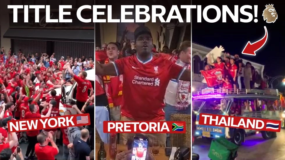 世界中のファンがLFCの歴史的な20回目のリーグタイトルを祝う様子をご覧ください