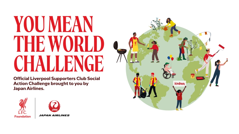 graphic of the you mean the world challenge announcement. globe on the right hand side with text on the left hand sife