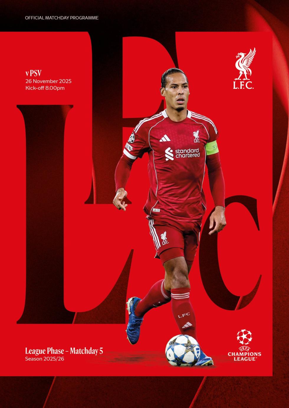 リバプール対PSVアイントホーフェンのマッチデープログラムを手に入れ