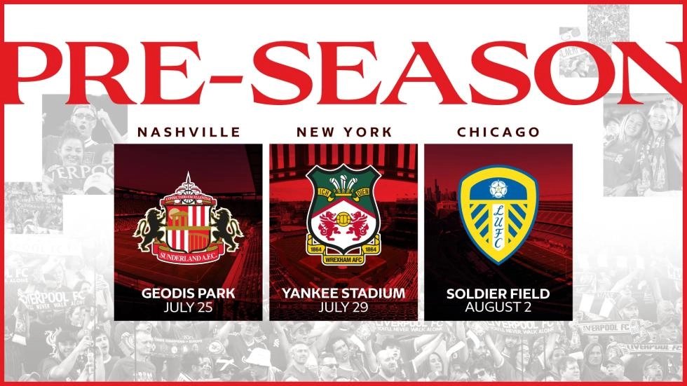 Liverpool to face Sunderland, Wrexham and Leeds on 2026 pre-season tour