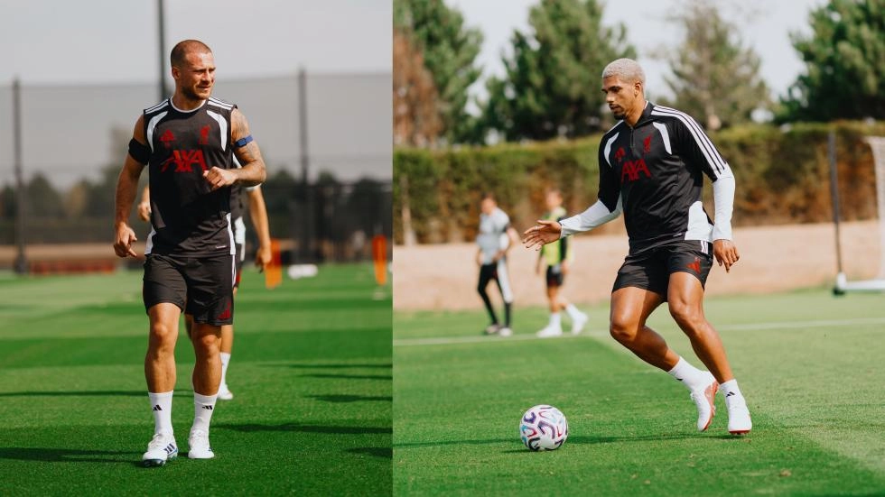 Training photos: Araujo and Mac Allister involved in Liverpool's work on Wednesday