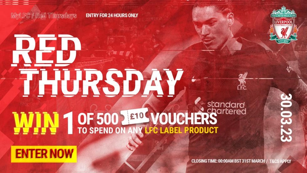 Enter now: Win one of 500 LFC Retail vouchers worth £10