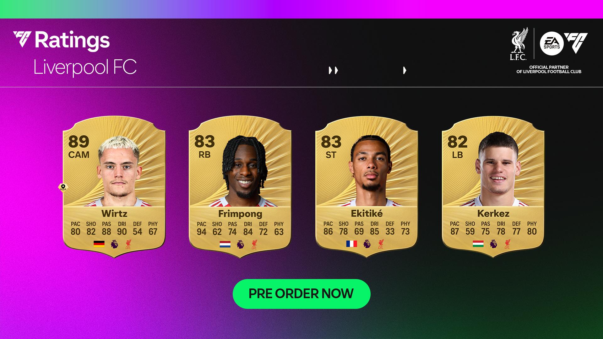 リバプールのEA SPORTS FC 26のレーティングが正式に発表されました