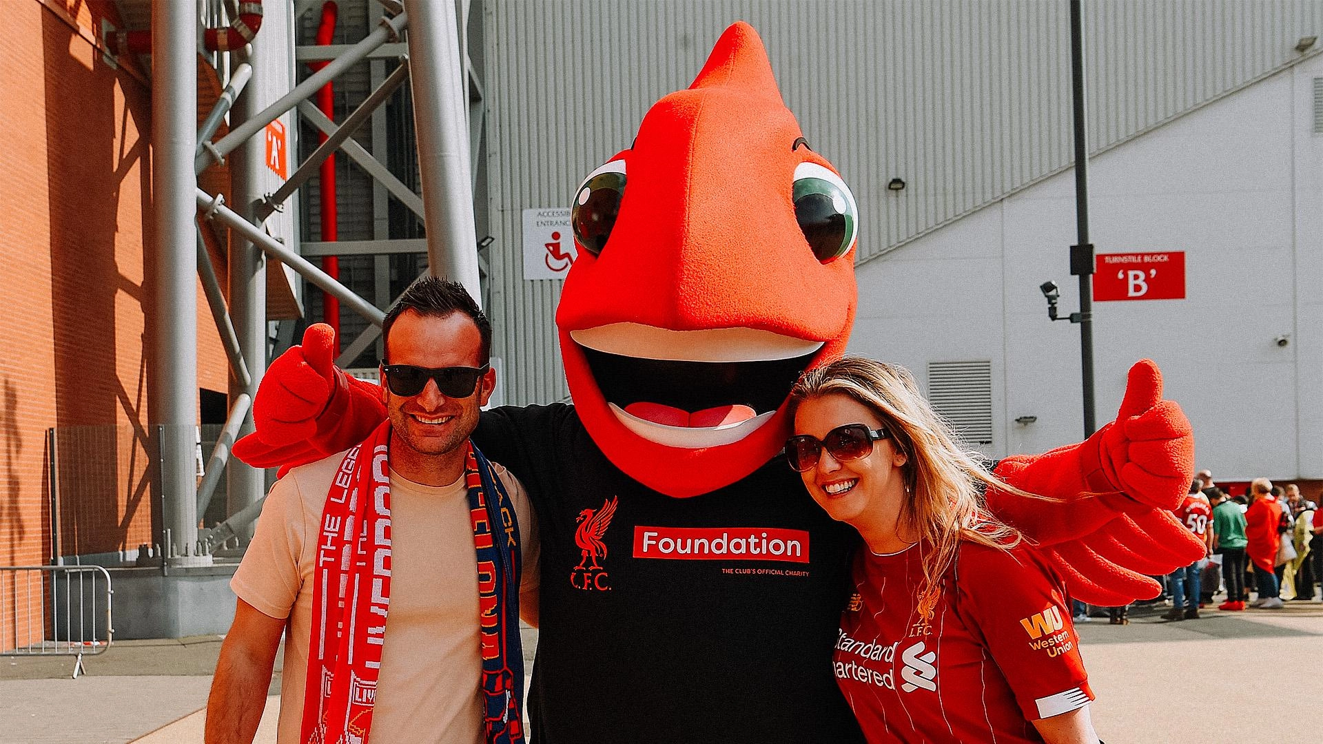 NEW YORK - JULY 24, 2019: Liverpool Mascot 'Mighty Red' At Yankee